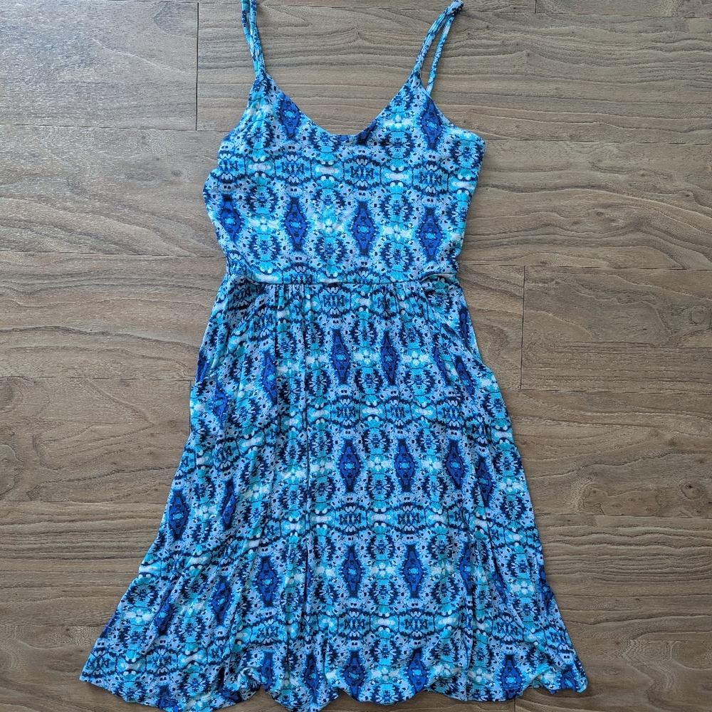 Cynthia Rowley Blue and White Tiered Midi Sundress